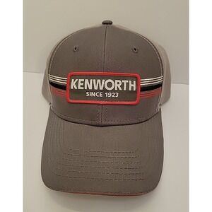 Kenworth Since 1923 Gray Adjustable Strapback Hat Red Patch Trucker Cap KW Adult